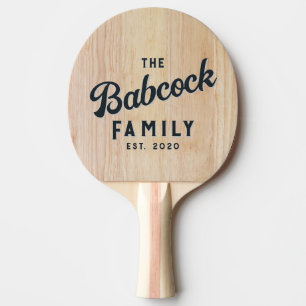 White Ash Wood Retro Family Name & Year Ping Pong Paddle