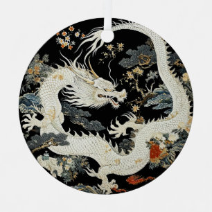 White Asian Dragon Metal Tree Decoration