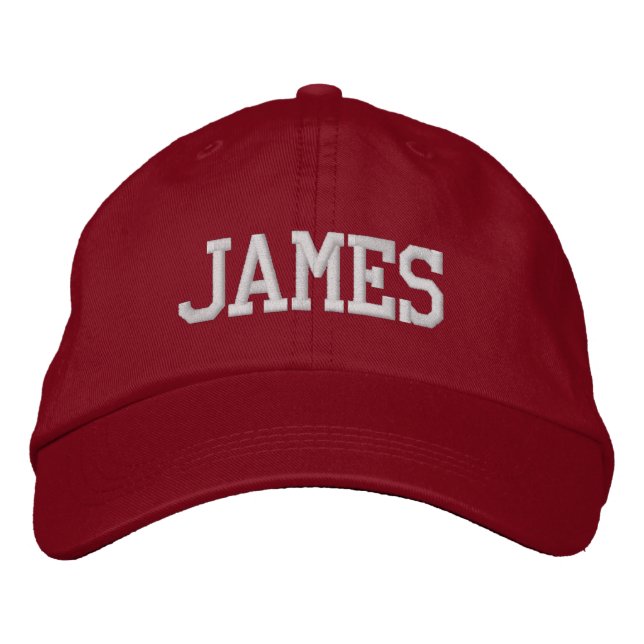 White Athletic Block Monogram Custom Name Embroidered Hat (Front)