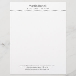 White Attorney at Law Excellent Traditional Simple Custom Letterhead