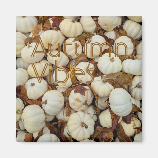 White Autumn Vibes Monogram Pumpkin Magnet (Front)