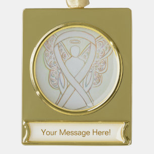 White Awareness Ribbon Angel Art Custom Ornament