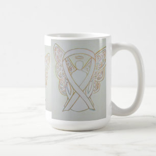 White Awareness Ribbon Angel Art Mug