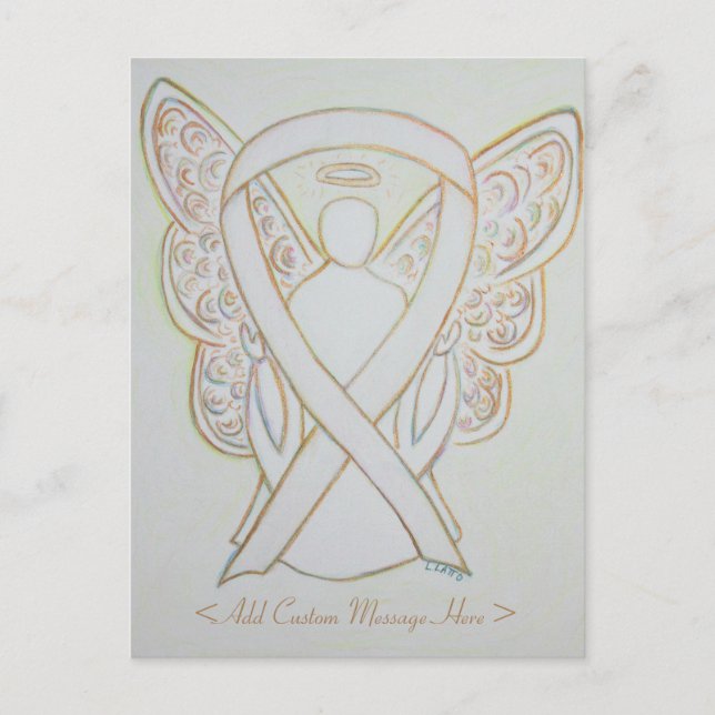 White Awareness Ribbon Angel Custom Postcard (Front)