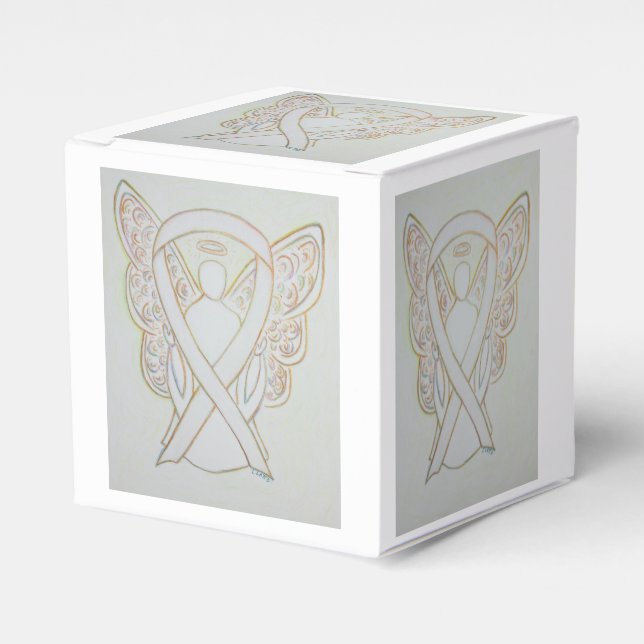 White Awareness Ribbon Angel Party Favour Box (Front Side)