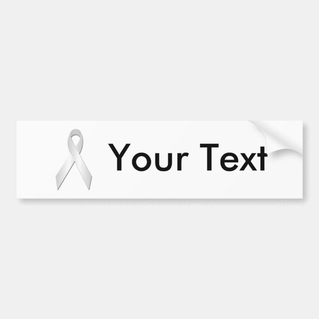White Awareness Ribbon Bumper Sticker (Front)