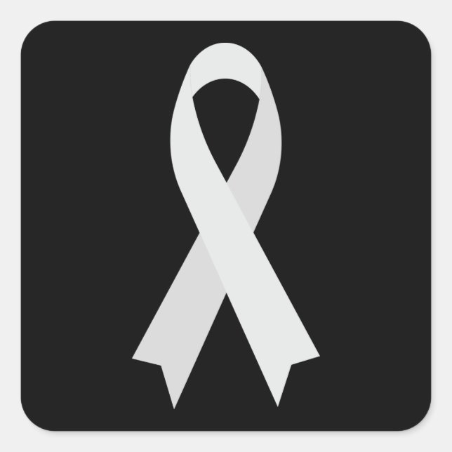 White Awareness Ribbon by Janz Black Square Sticker (Front)
