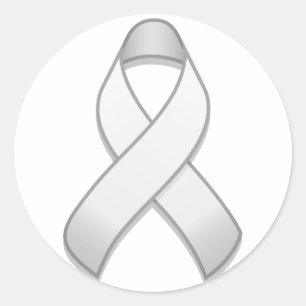 White Awareness Ribbon Round Sticker