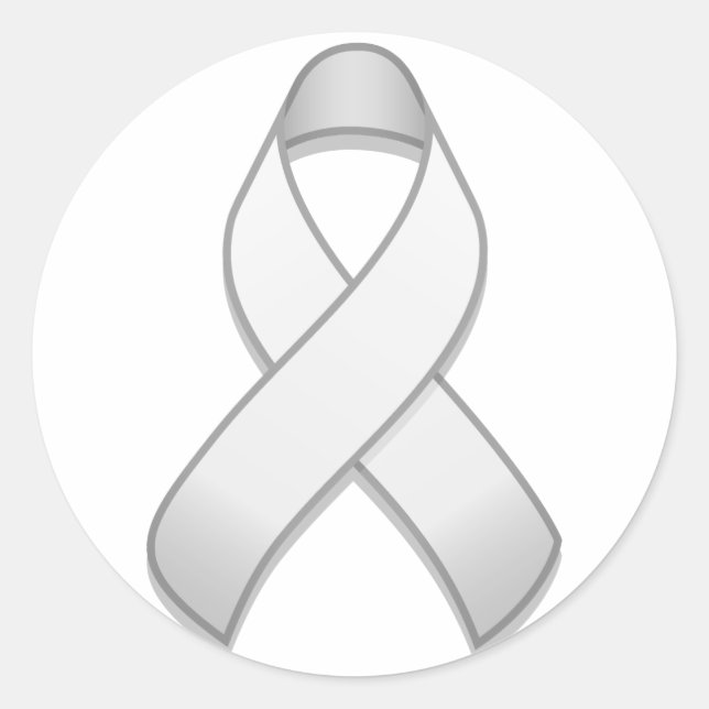White Awareness Ribbon Round Sticker (Front)