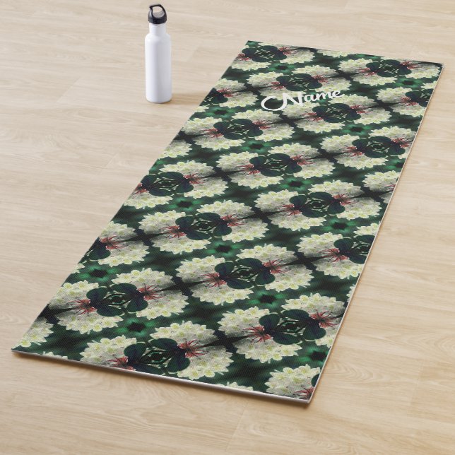 White Azalea Flower Abstract Pattern Personalised  Yoga Mat (In Situ)