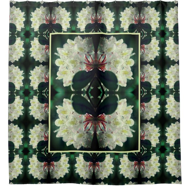 White Azalea Flower Abstract Pattern   Shower Curtain (Front)