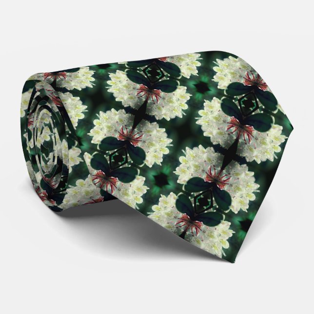 White Azalea Flower Abstract Pattern    Tie (Rolled)