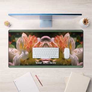 White Azalea Flower Blossom Bud Personalised Desk Mat