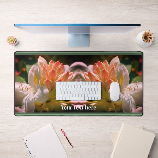 White Azalea Flower Blossom Bud Personalised Desk Mat (Office 1)