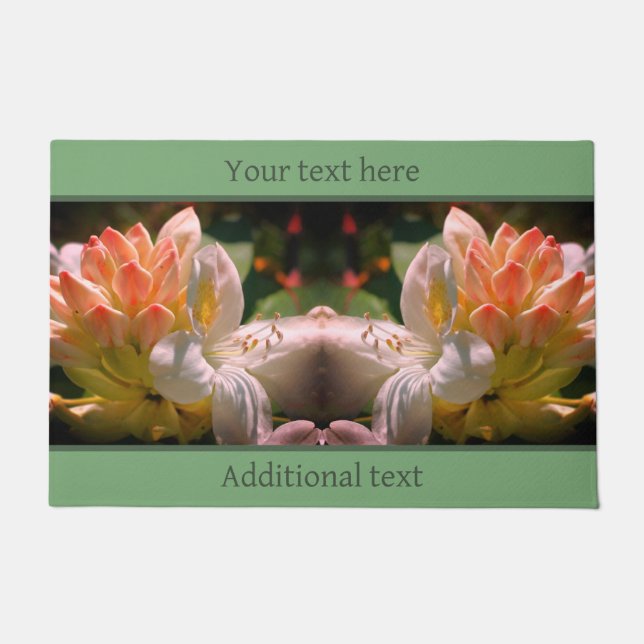White Azalea Flower Blossom Bud Personalised Doormat (Front)