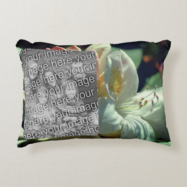 White Azalea Flower Frame Add Your Photo Decorative Cushion (Front)