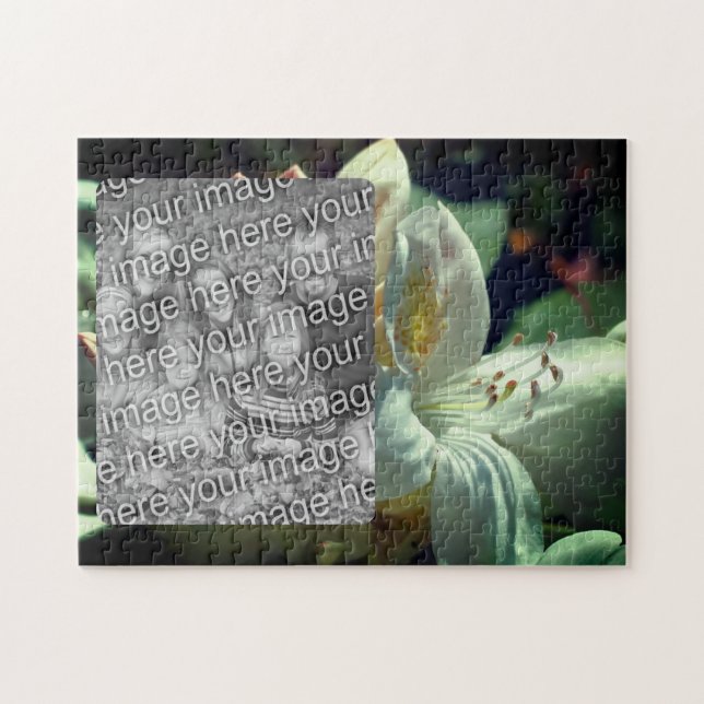 White Azalea Flower Frame Add Your Photo Jigsaw Puzzle (Horizontal)