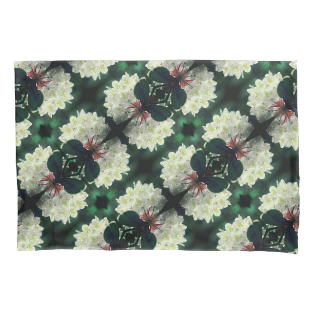White Azalea Flower With Raindrops Pattern Pillowcase (Front)