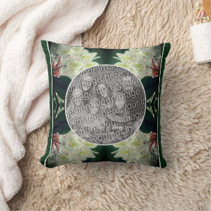 White Azalea Flowers Frame Add Your Photo Cushion