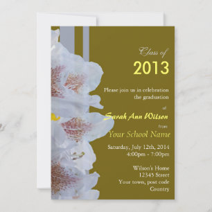 white azalea flowers graduation party invitation. invitation