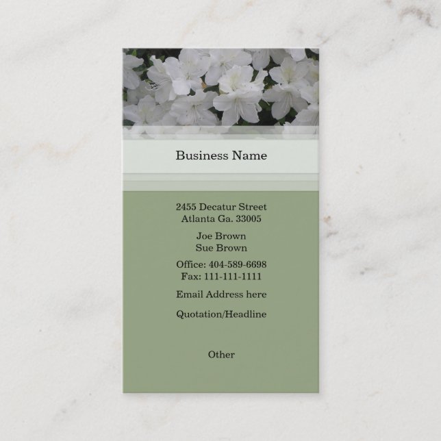 White Azaleas Business Card (Front)