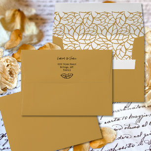 White Aztek Gold Foliage Wedding Invitation Envelope