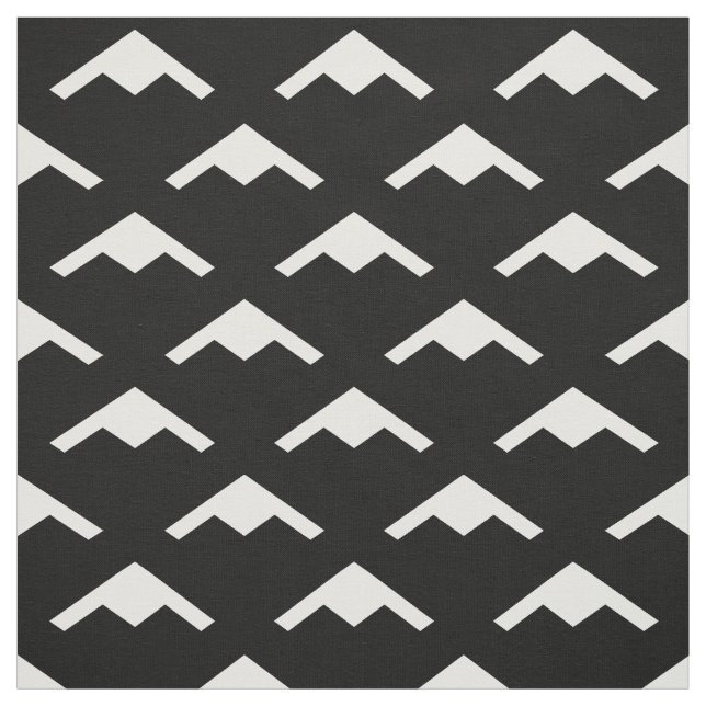 White B-21 Raider Stealth Bomber Pattern on Black Fabric (Swatch)