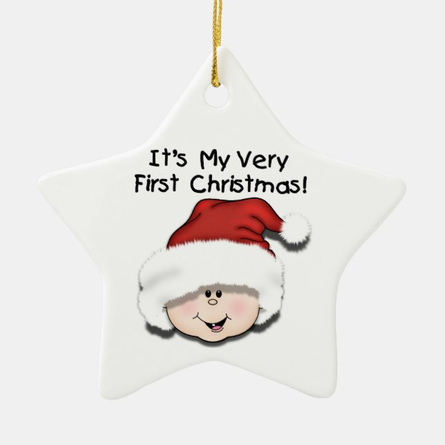 White Baby 1st Christmas Ornament (Front)