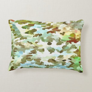White, Baby Blue and Green Camouflage Pattern Decorative Cushion