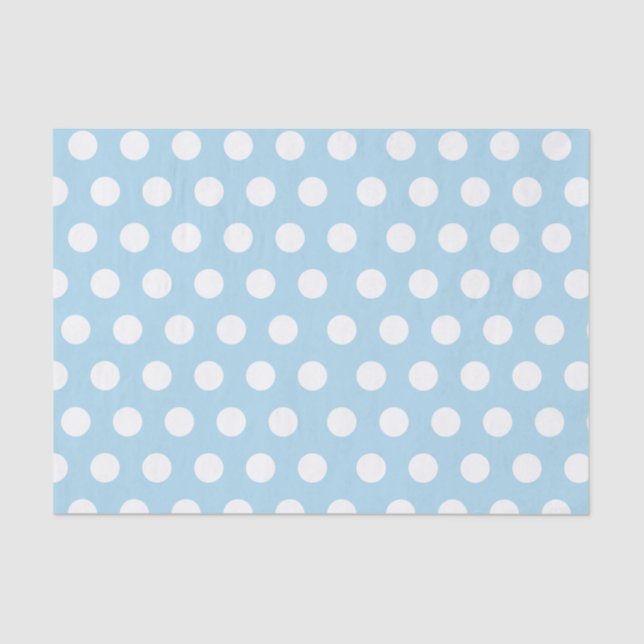 White & Baby Blue Medium Polka Dot Party Tissue Paper (Front)
