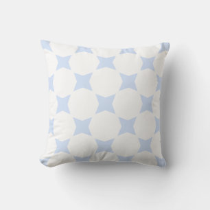 White & Baby Blue Pastel Star Pattern Design Cushion
