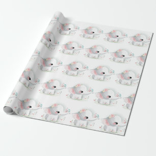White Baby Elephant Wrapping Paper