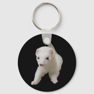 White Baby Ferret Key Ring