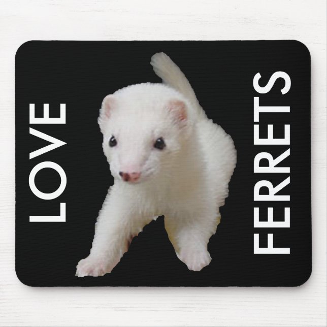 White Baby Ferret Mouse Mat (Front)