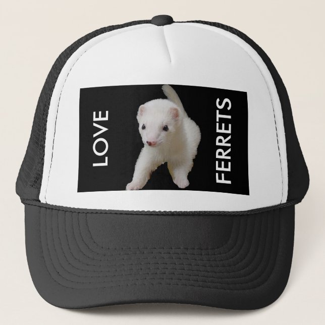White Baby Ferret Trucker Hat (Front)