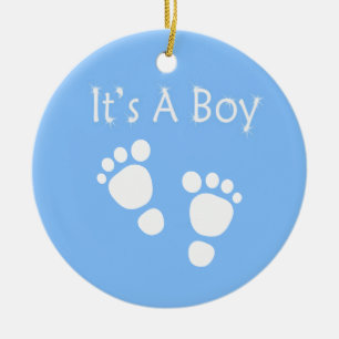 White baby foot - It's a boy baby-shower Ceramic Tree Decoration