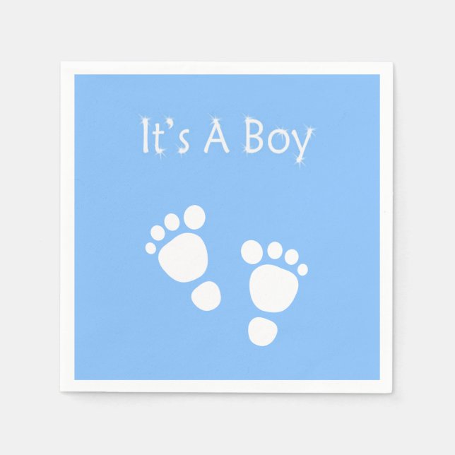 White baby foot - It's a boy  baby-shower Napkin (Front)