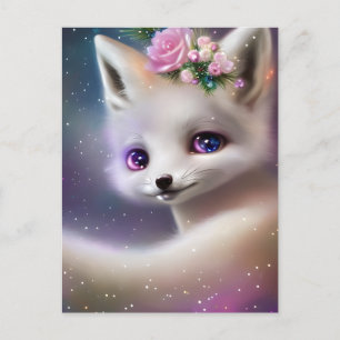 White Baby Fox Postcard