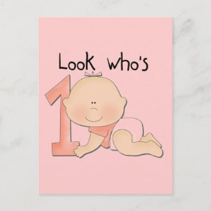 White Baby Girl 1st Birthday Tshirts and Gifts Postcard