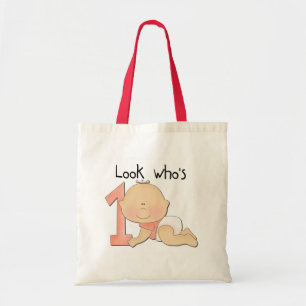 White Baby Girl 1st Birthday Tshirts and Gifts Tote Bag
