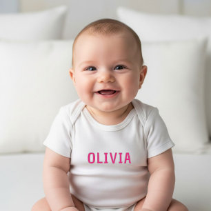 White Baby Girl Bodysuit with Name - Personalized 