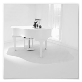 White Baby Grand Piano Photo Print