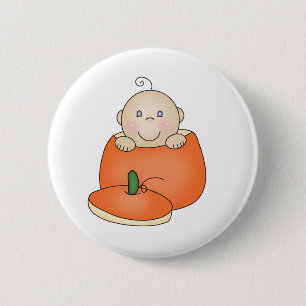 White Baby in Pumpkin 6 Cm Round Badge