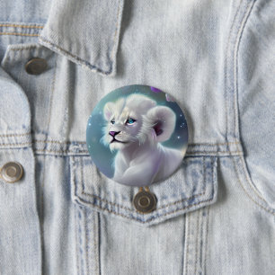 White Baby Lion Cub Fantasy 7.5 Cm Round Badge