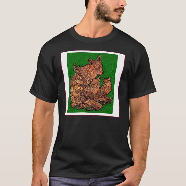 White Back Green Grass Fox T-Shirt (Front)