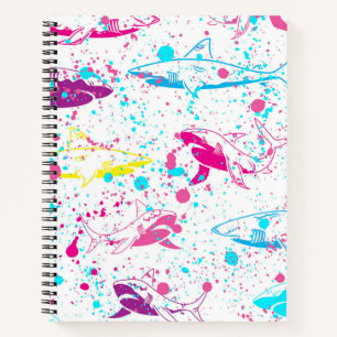 White backdrop abstract sharks notebook