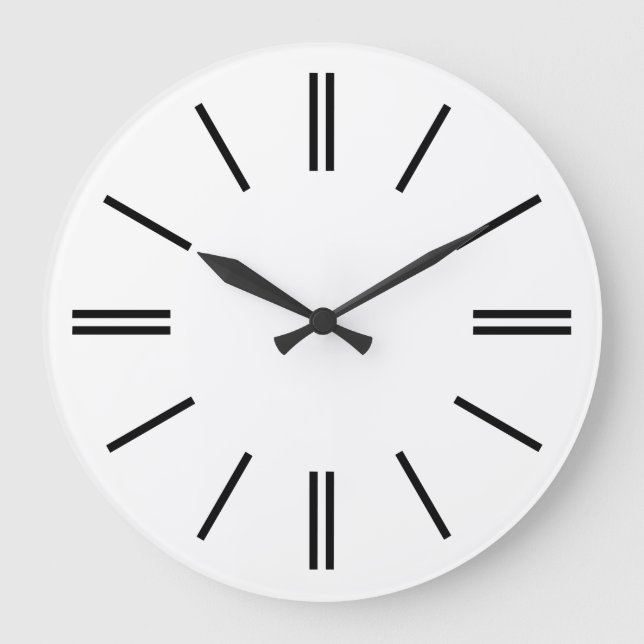 White Background Black Lines Wall Clock (Front)