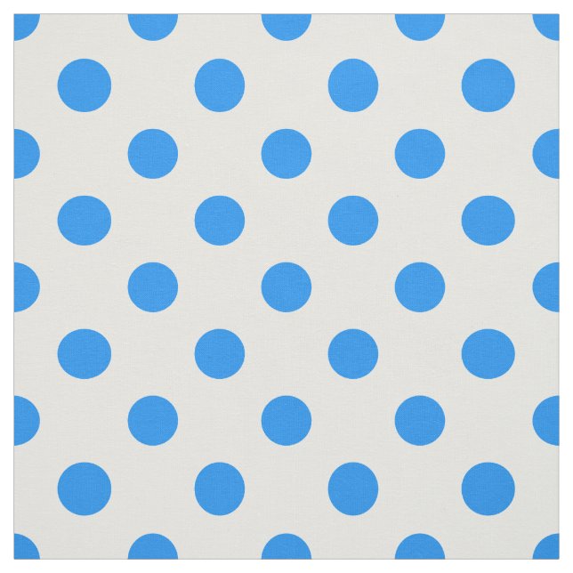 White Background Blue Polka Dots Fabric (Swatch)