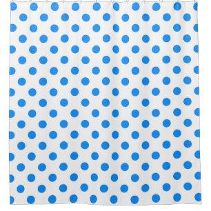 White Background Blue Polka Dots Shower Curtain