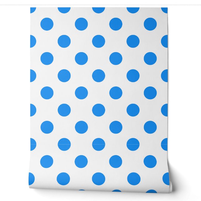 White Background Blue Polka Dots Wallpaper (Unrolling)